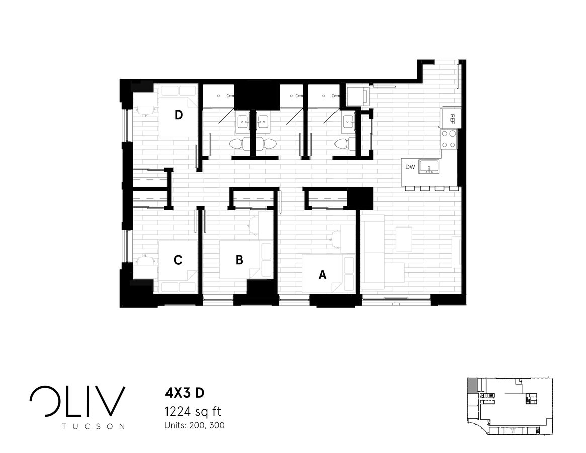4 Bedrooms 3 Bathrooms Apartment for rent at ōliv Tucson in Tucson, AZ