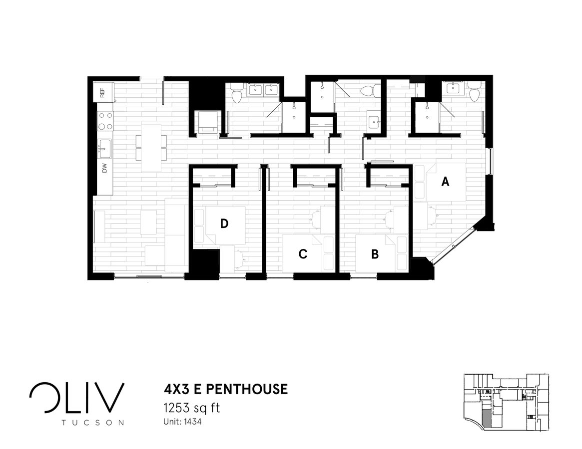 4 Bedrooms 3 Bathrooms Apartment for rent at ōliv Tucson in Tucson, AZ