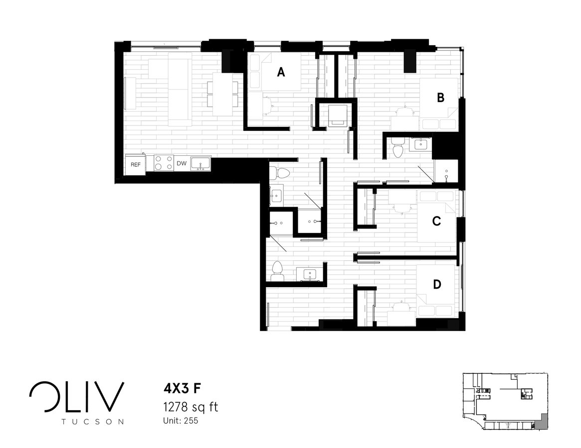 4 Bedrooms 3 Bathrooms Apartment for rent at ōliv Tucson in Tucson, AZ