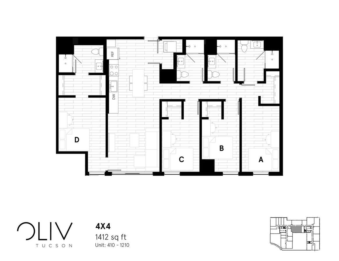 4 Bedrooms 4+ Bathrooms Apartment for rent at ōliv Tucson in Tucson, AZ