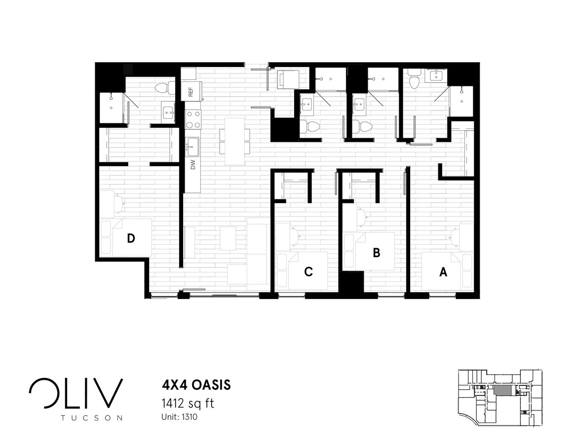 4 Bedrooms 4+ Bathrooms Apartment for rent at ōliv Tucson in Tucson, AZ