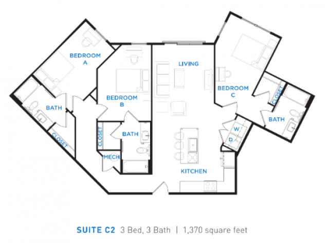 3 Bedrooms 3 Bathrooms Apartment for rent at Berkeley House in College Station, TX