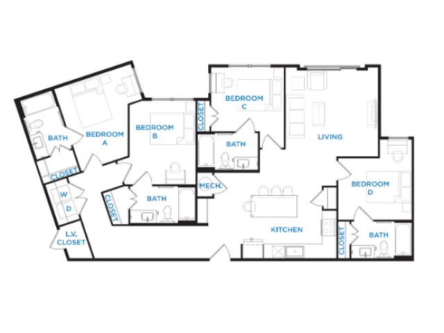 4 Bedrooms 4+ Bathrooms Apartment for rent at Berkeley House in College Station, TX