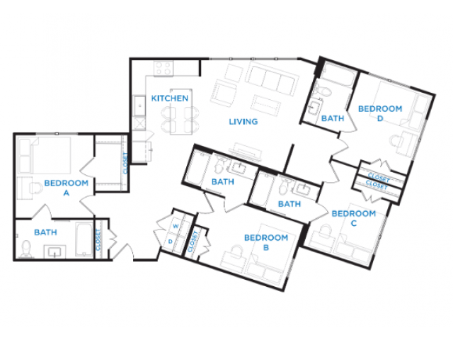 4 Bedrooms 4+ Bathrooms Apartment for rent at Berkeley House in College Station, TX