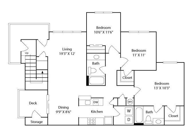 3 Bedrooms 2 Bathrooms Apartment for rent at The Enclave at Crossroads in Raleigh, NC