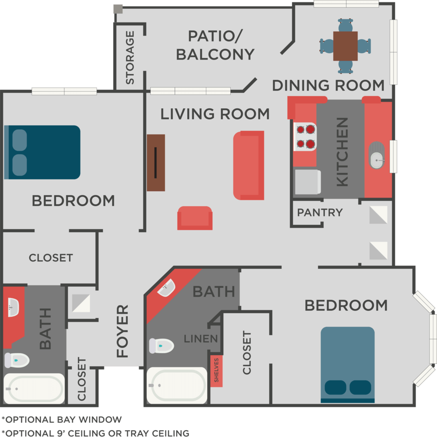 2 Bedrooms 2 Bathrooms Apartment for rent at Autumn Park Apartments in Charlotte, NC
