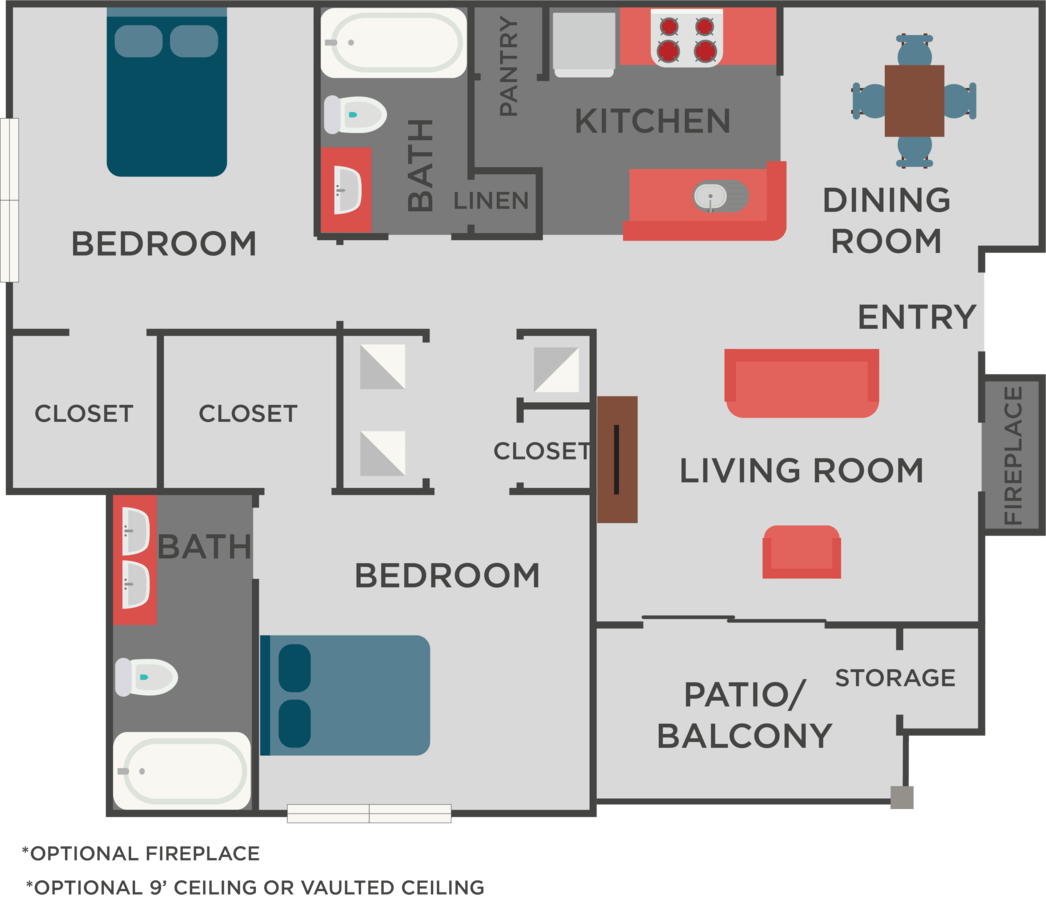 2 Bedrooms 2 Bathrooms Apartment for rent at Autumn Park Apartments in Charlotte, NC