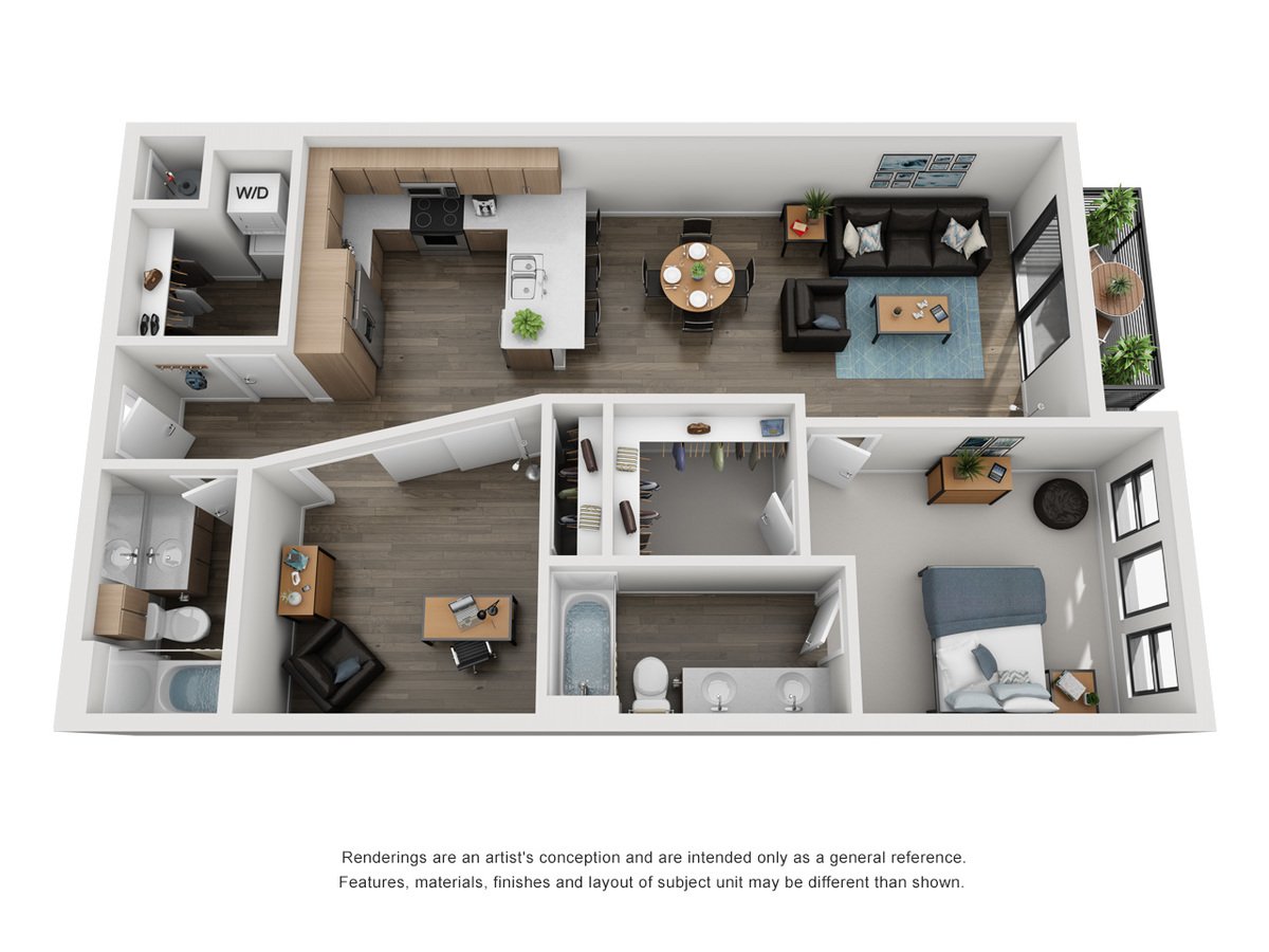 2 Bedrooms 2 Bathrooms Apartment for rent at Elevate at Pena Station in Denver, CO