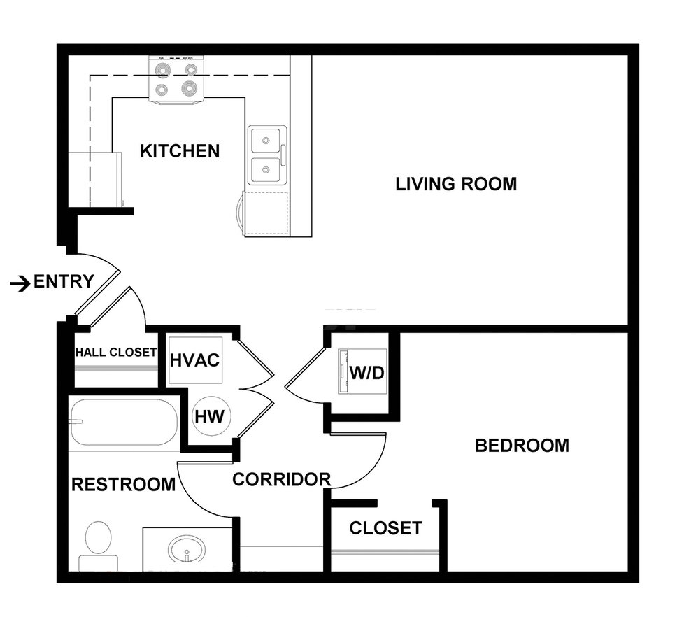 1 Bedroom 1 Bathroom Apartment for rent at Capitol Rows in Omaha, NE