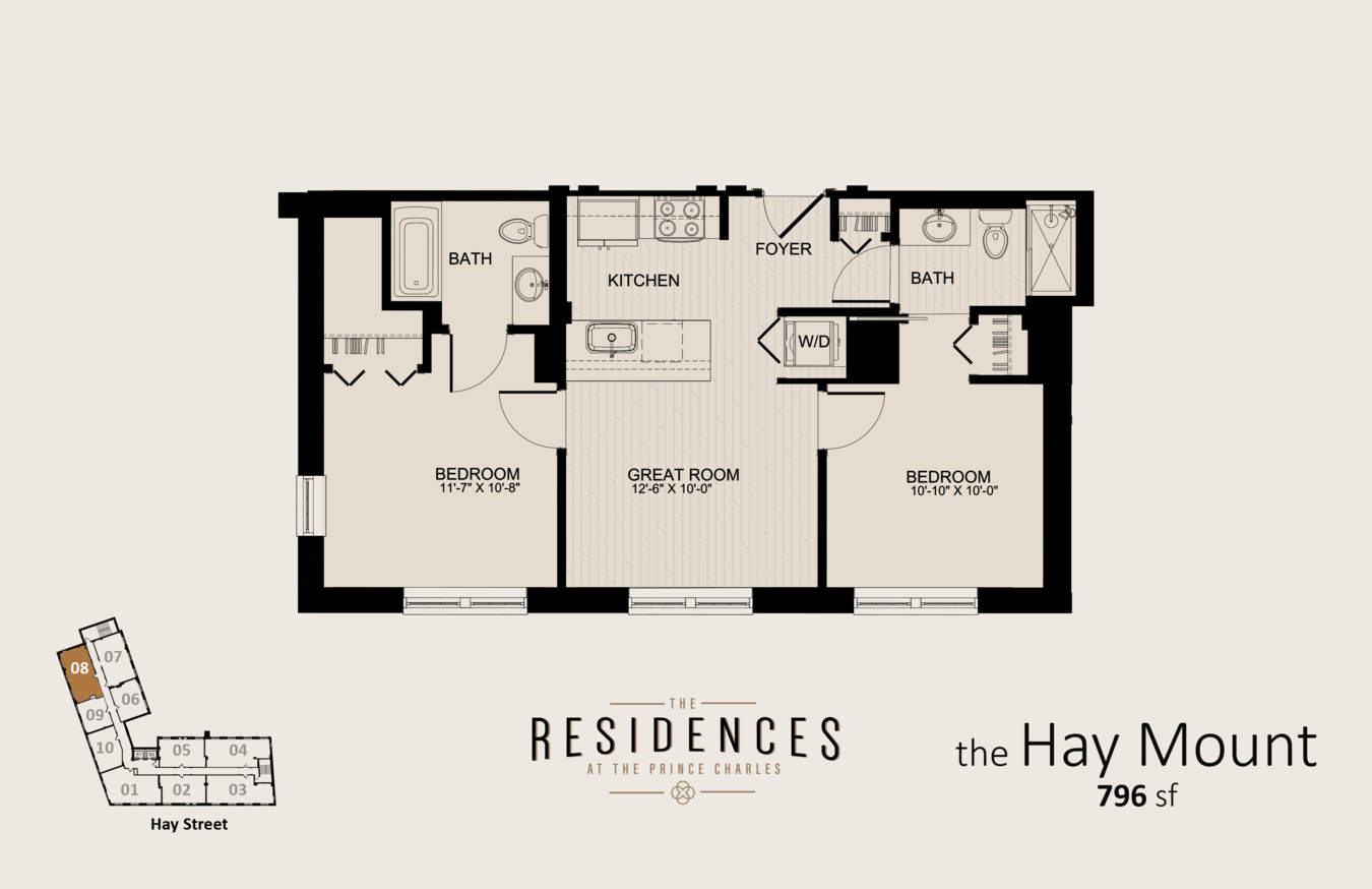 2 Bedrooms 2 Bathrooms Apartment for rent at The Residences at the Prince Charles in Fayetteville, NC