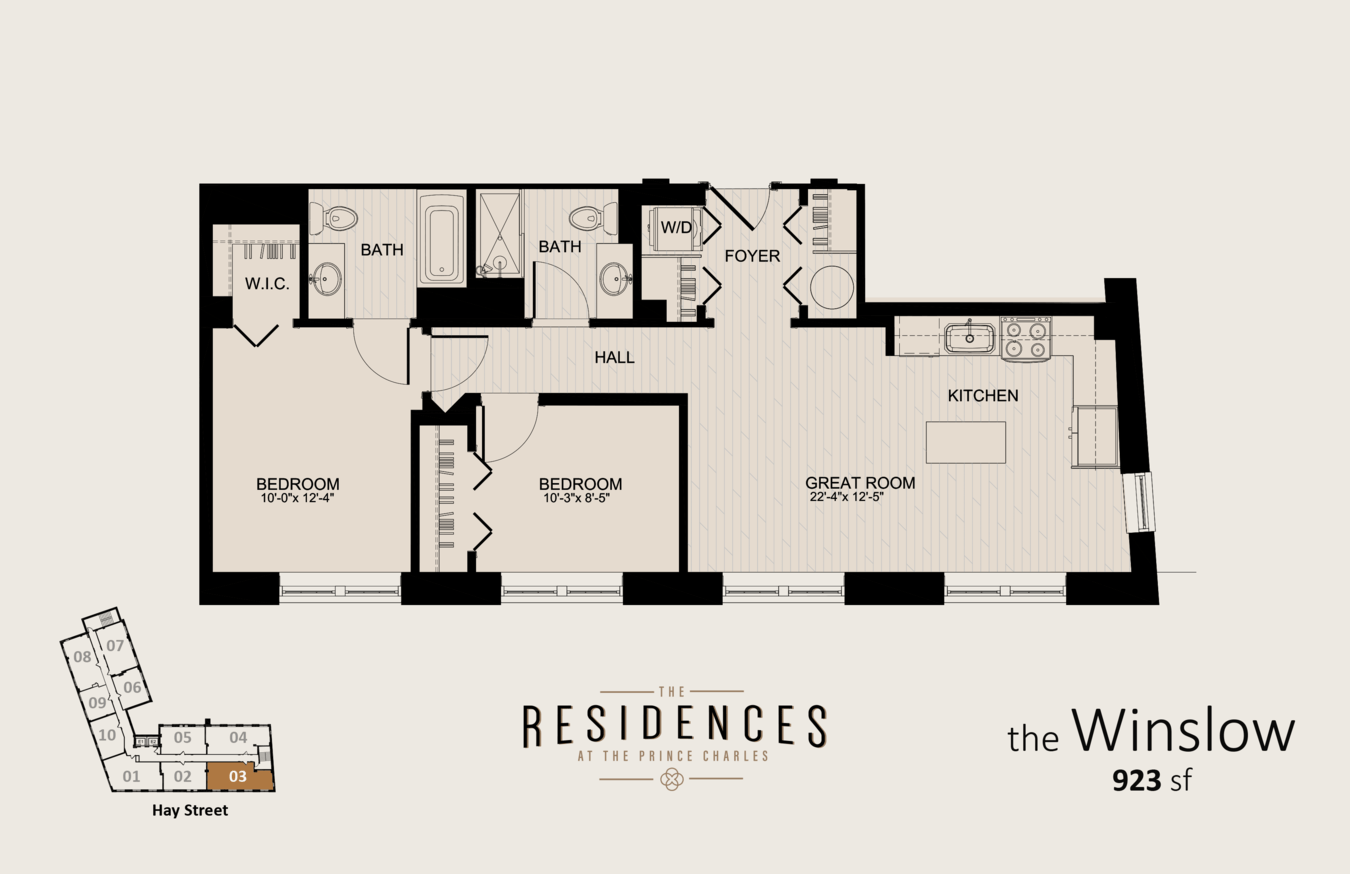 2 Bedrooms 2 Bathrooms Apartment for rent at The Residences at the Prince Charles in Fayetteville, NC