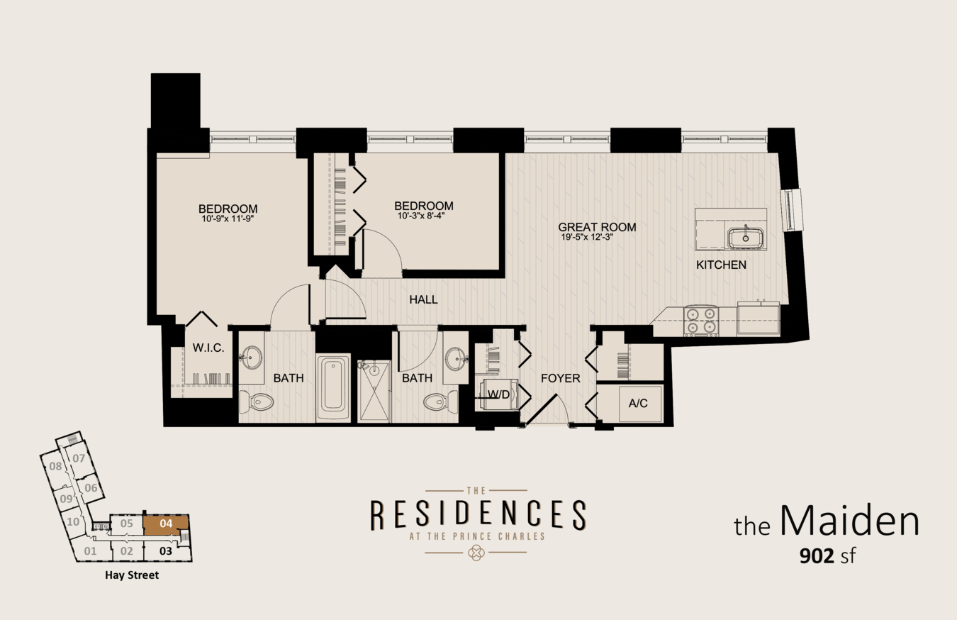 2 Bedrooms 2 Bathrooms Apartment for rent at The Residences at the Prince Charles in Fayetteville, NC