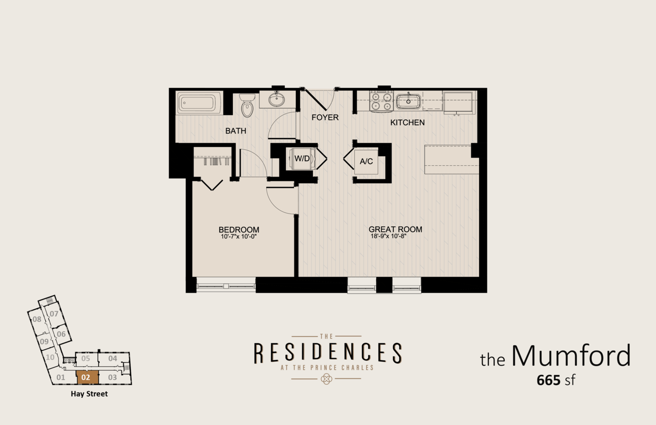 1 Bedroom 1 Bathroom Apartment for rent at The Residences at the Prince Charles in Fayetteville, NC