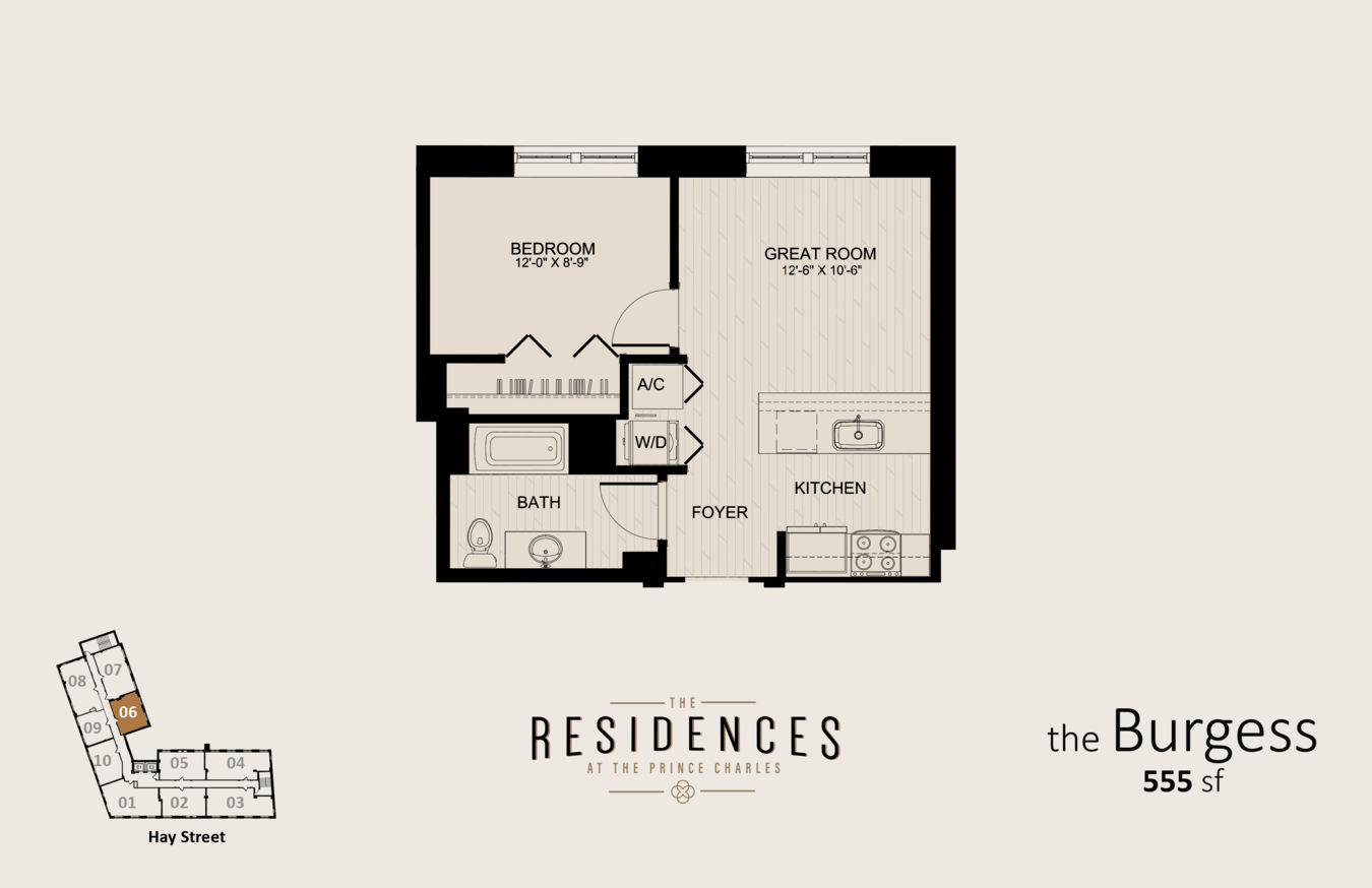 1 Bedroom 1 Bathroom Apartment for rent at The Residences at the Prince Charles in Fayetteville, NC