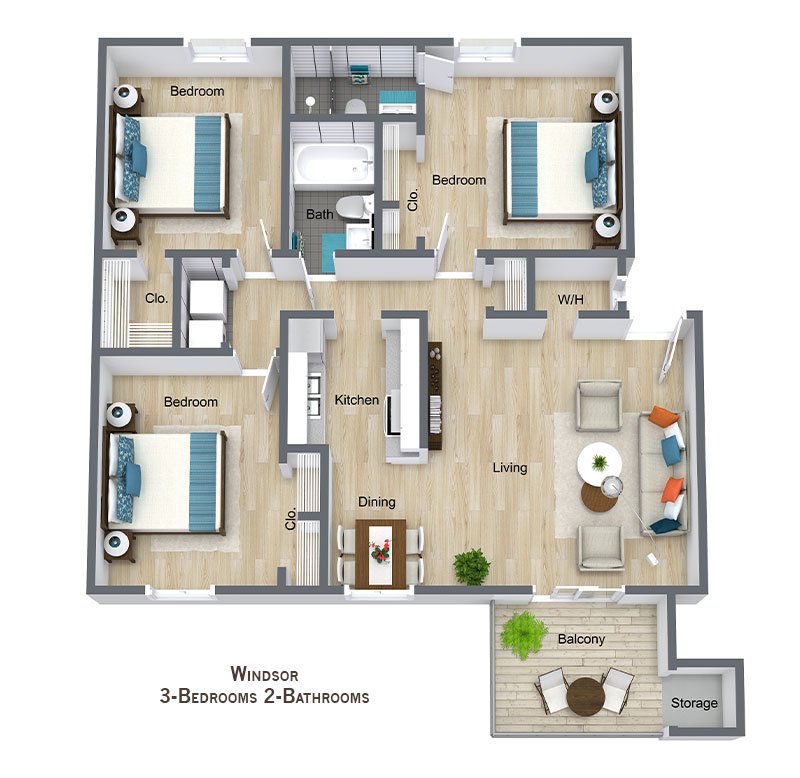 3 Bedrooms 2 Bathrooms Apartment for rent at The Preserve at Pine Valley in Wilmington, NC