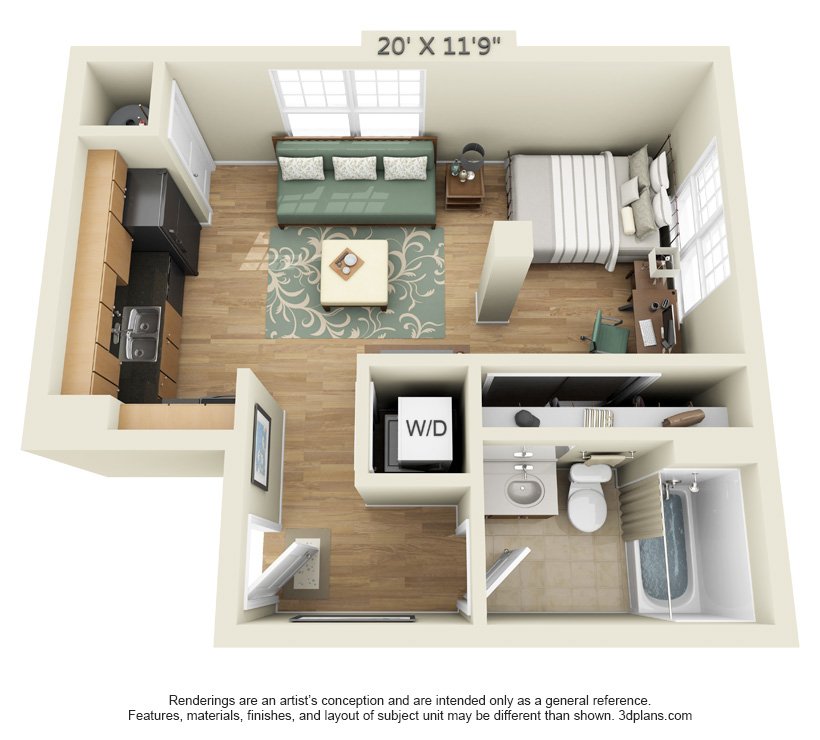 Studio 1 Bathroom Apartment for rent at The Quarters Grayson House in Austin, TX