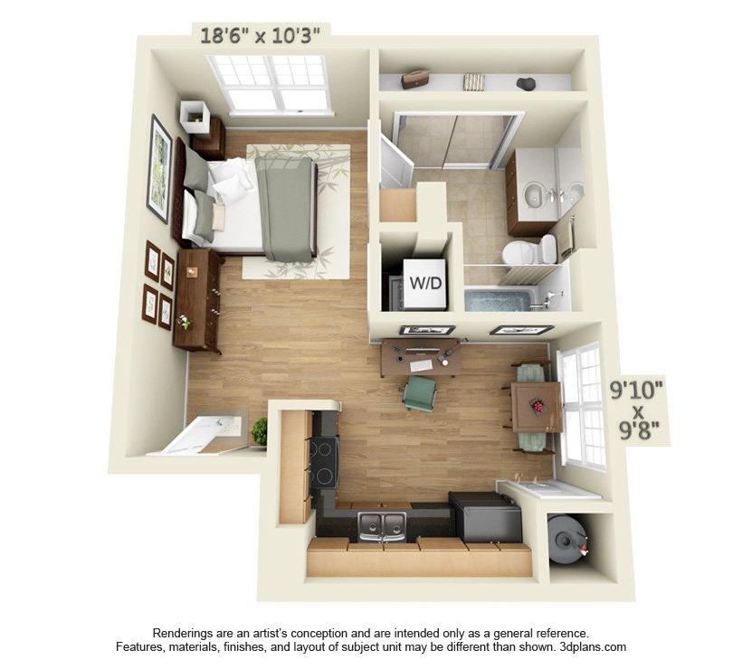 Studio 1 Bathroom Apartment for rent at The Quarters Nueces House in Austin, TX