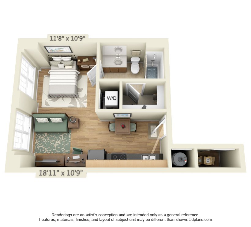 Studio 1 Bathroom Apartment for rent at The Quarters Nueces House in Austin, TX