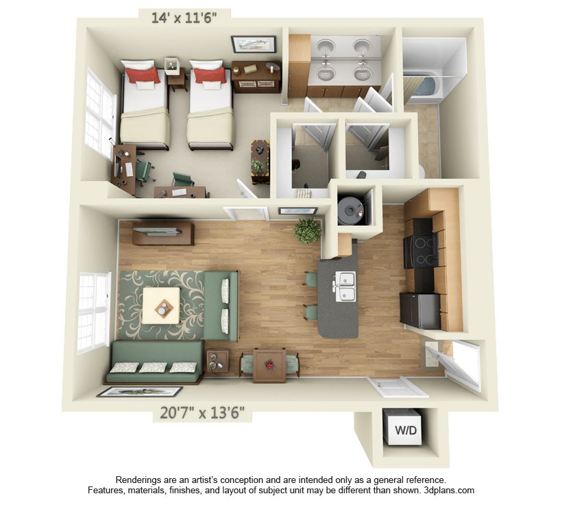 1 Bedroom 1 Bathroom Apartment for rent at The Quarters Nueces House in Austin, TX
