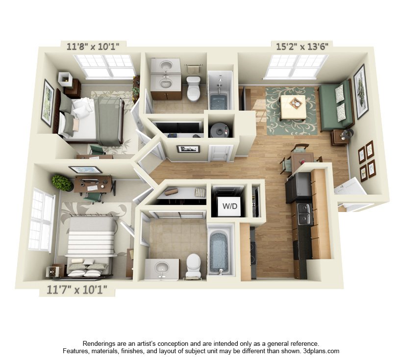 2 Bedrooms 2 Bathrooms Apartment for rent at The Quarters Nueces House in Austin, TX