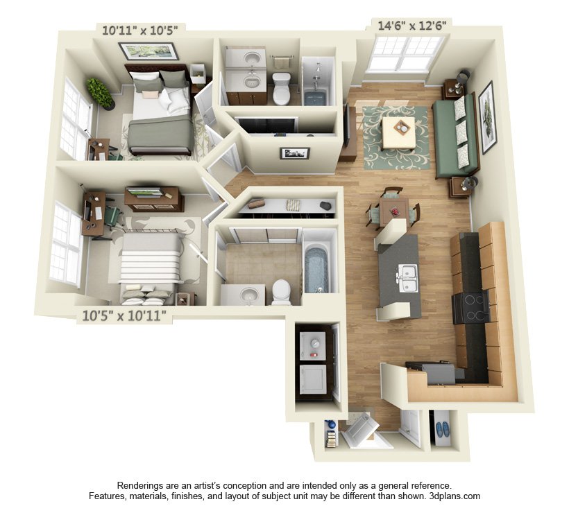 2 Bedrooms 2 Bathrooms Apartment for rent at The Quarters Nueces House in Austin, TX