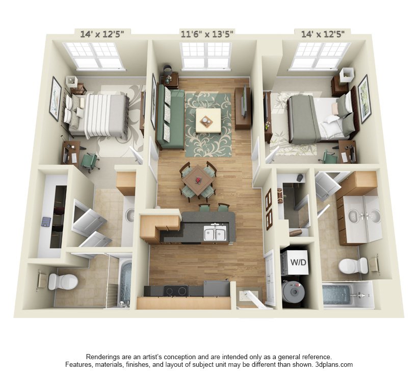 2 Bedrooms 2 Bathrooms Apartment for rent at The Quarters Nueces House in Austin, TX