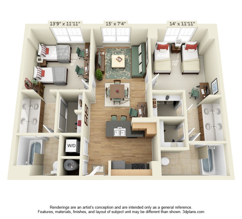 2 Bedrooms 2 Bathrooms Apartment for rent at The Quarters Nueces House in Austin, TX