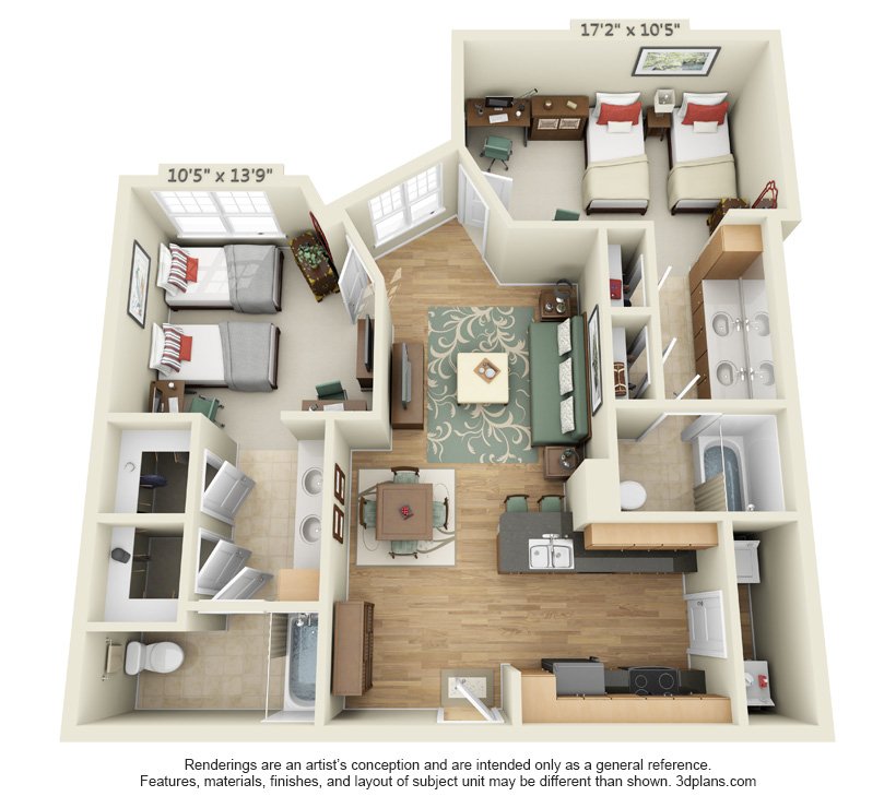 2 Bedrooms 2 Bathrooms Apartment for rent at The Quarters Nueces House in Austin, TX