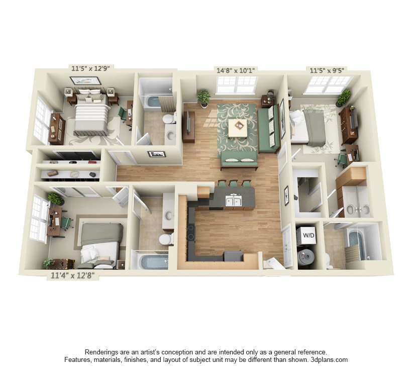 3 Bedrooms 3 Bathrooms Apartment for rent at The Quarters Nueces House in Austin, TX