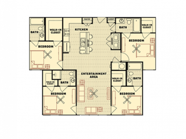 4 Bedrooms 4+ Bathrooms Apartment for rent at Catalyst in Tallahassee, FL