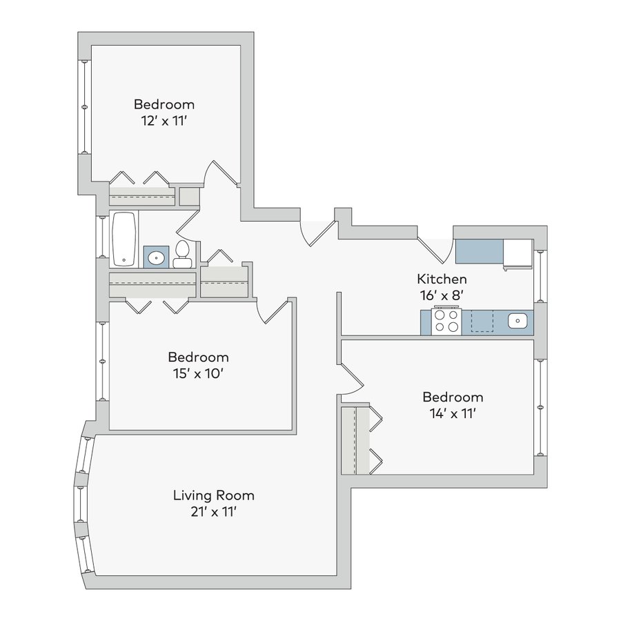 3 Bedrooms 1 Bathroom Apartment for rent at 5222-38 S. Drexel Avenue in Chicago, IL
