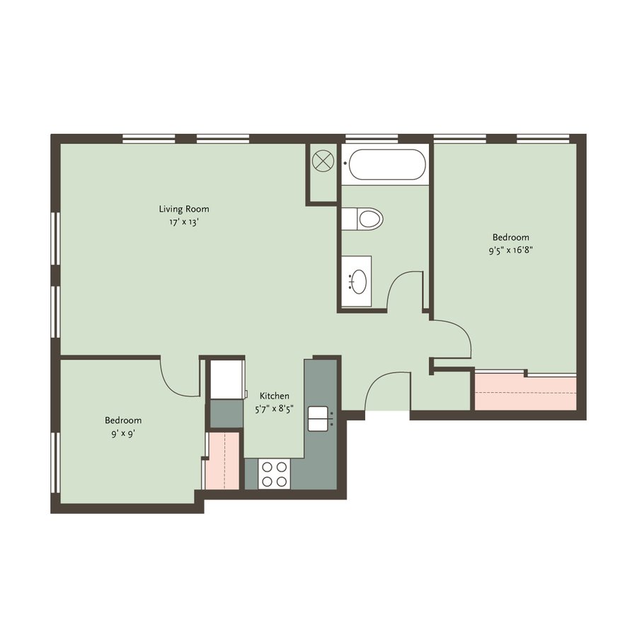 2 Bedrooms 1 Bathroom Apartment for rent at The Blackwood in Chicago, IL