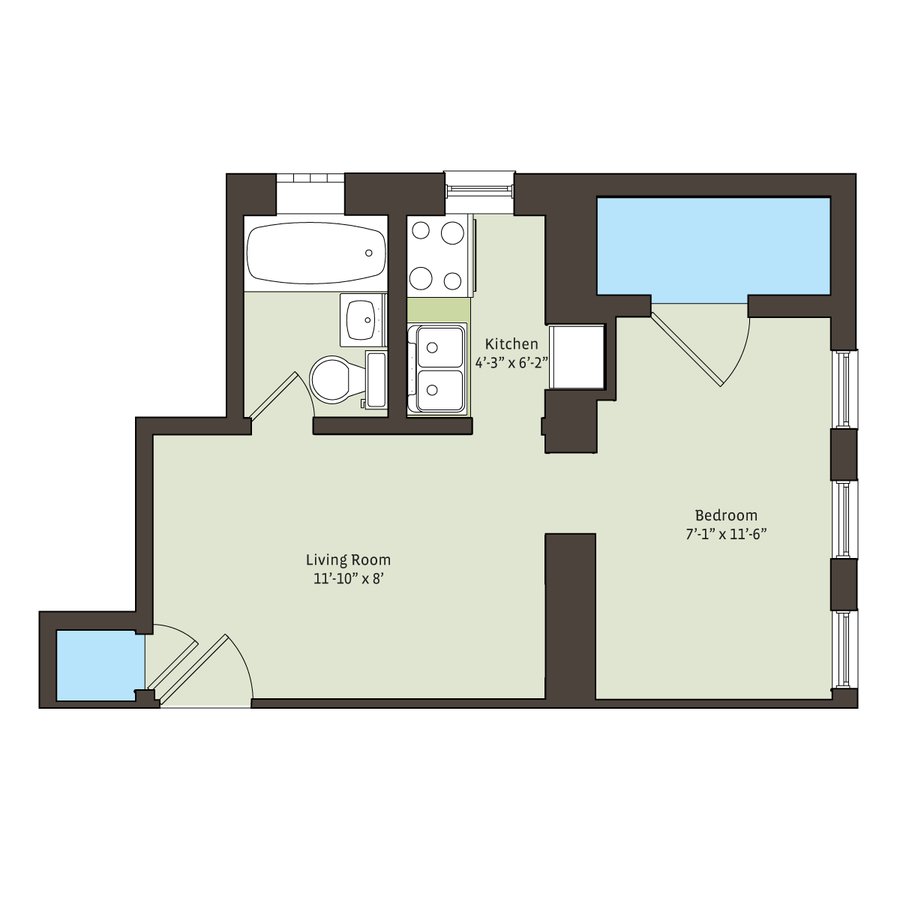 Studio 1 Bathroom Apartment for rent at 5336-5338 S. Hyde Park Boulevard in Chicago, IL