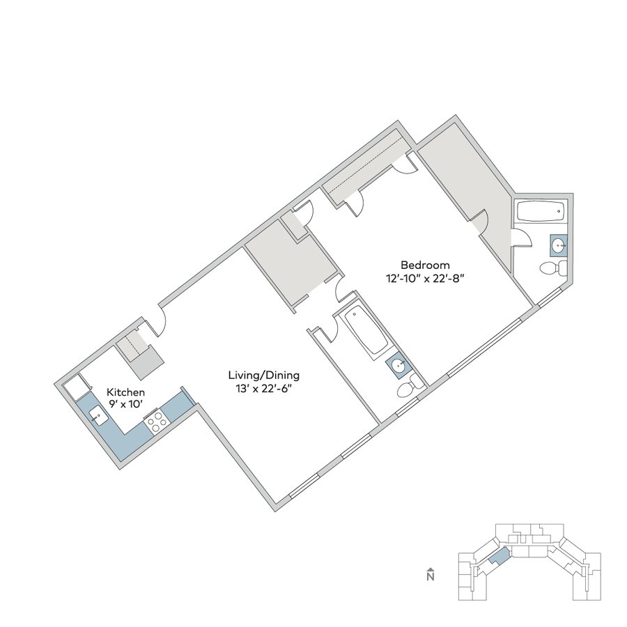 1 Bedroom 2 Bathrooms Apartment for rent at Windermere House in Chicago, IL