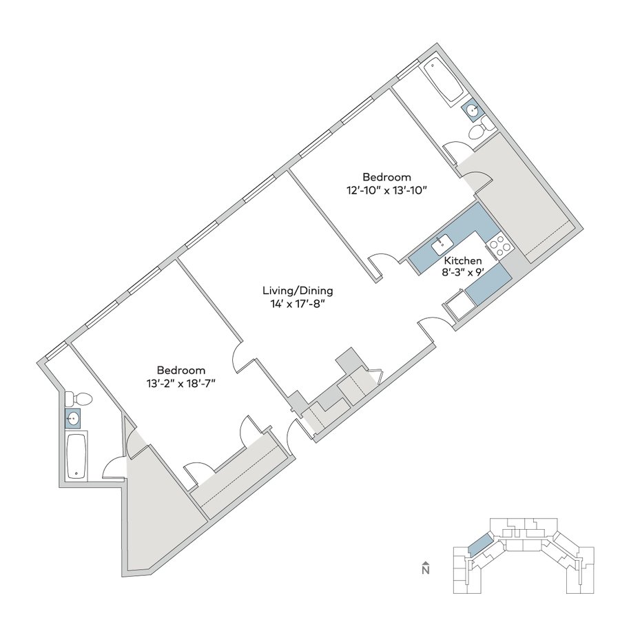 2 Bedrooms 2 Bathrooms Apartment for rent at Windermere House in Chicago, IL