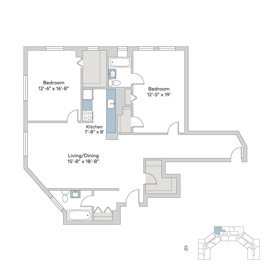 2 Bedrooms 2 Bathrooms Apartment for rent at Windermere House in Chicago, IL