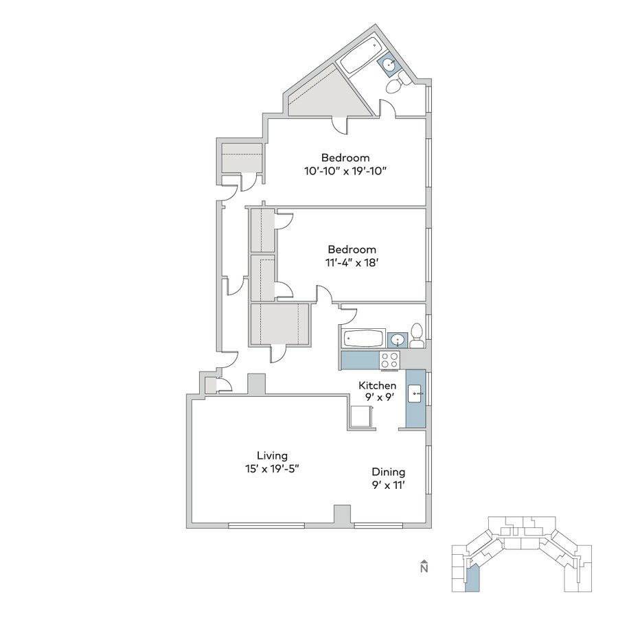2 Bedrooms 2 Bathrooms Apartment for rent at Windermere House in Chicago, IL