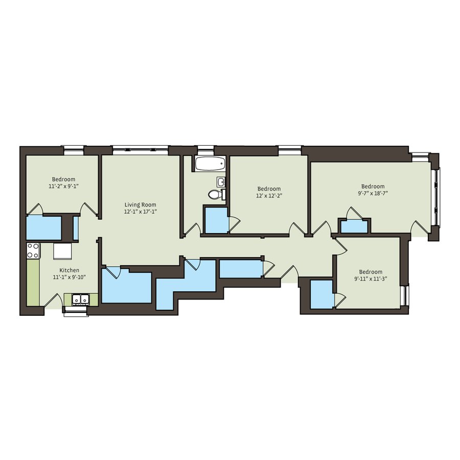 4 Bedrooms 1 Bathroom Apartment for rent at 5339-5345 S. Woodlawn Avenue in Chicago, IL