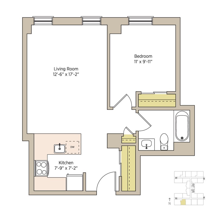 1 Bedroom 1 Bathroom Apartment for rent at The Del Prado in Chicago, IL