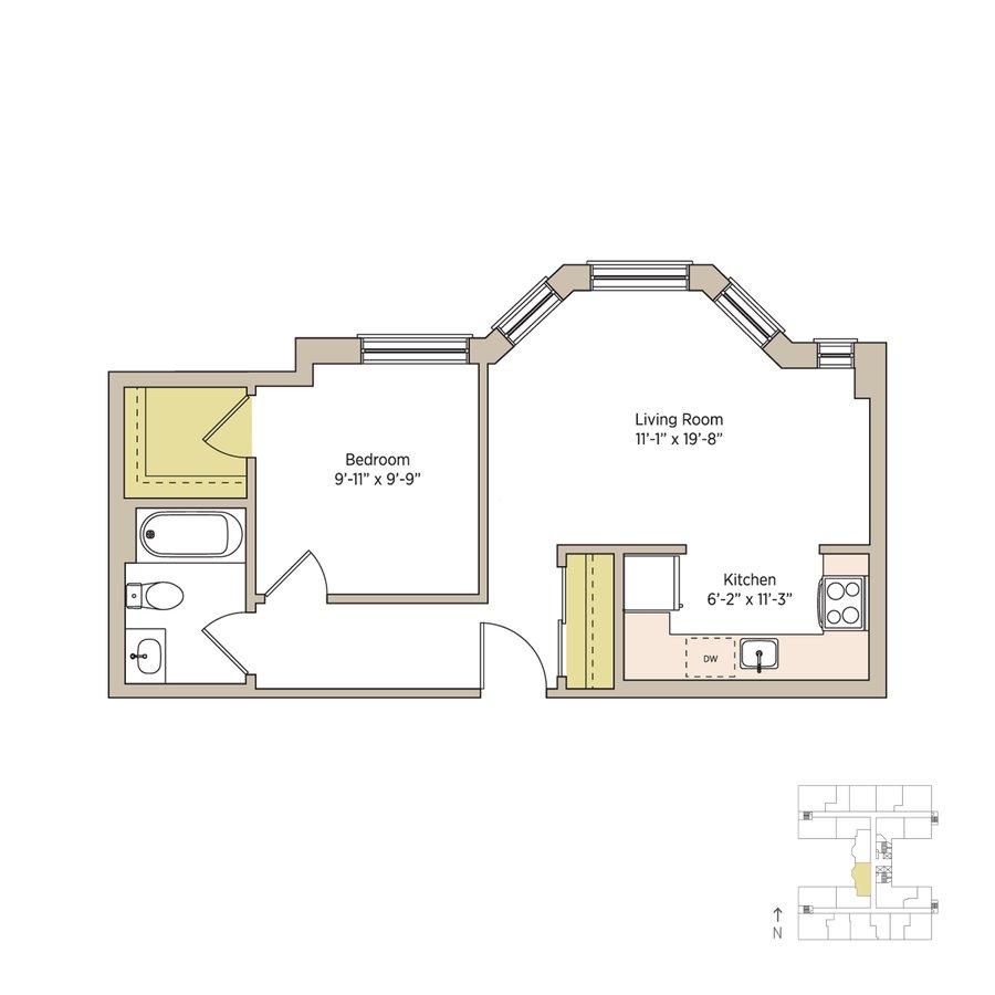 1 Bedroom 1 Bathroom Apartment for rent at The Del Prado in Chicago, IL