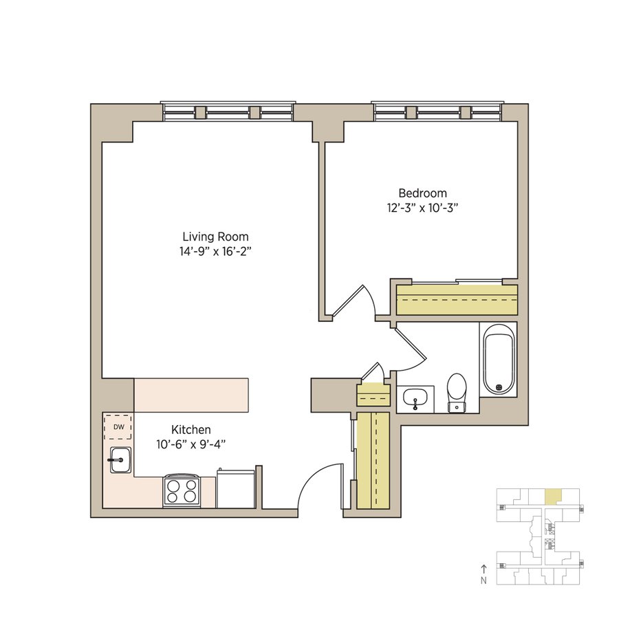 1 Bedroom 1 Bathroom Apartment for rent at The Del Prado in Chicago, IL