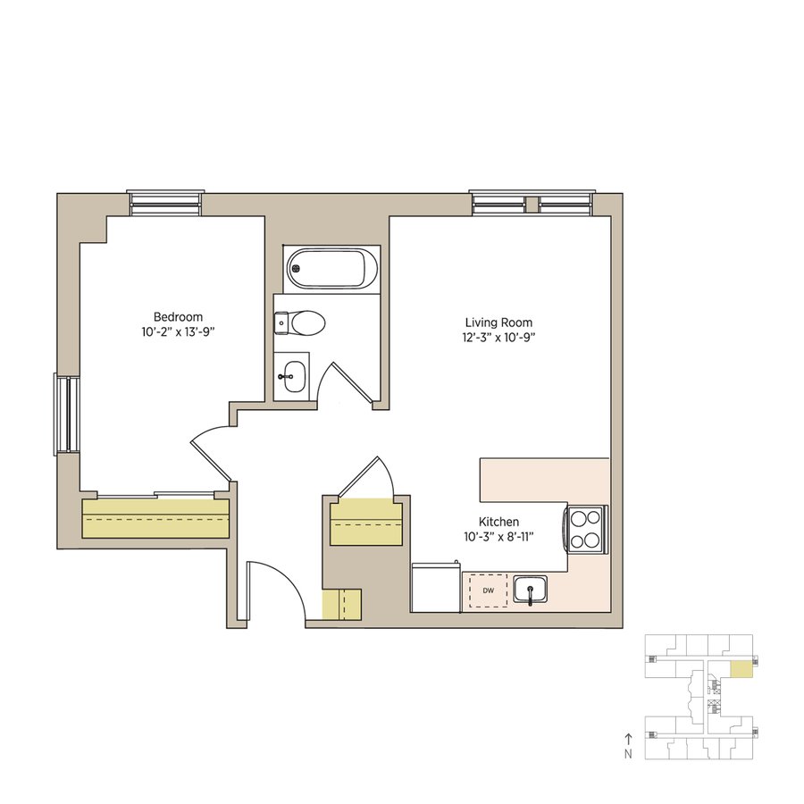 1 Bedroom 1 Bathroom Apartment for rent at The Del Prado in Chicago, IL