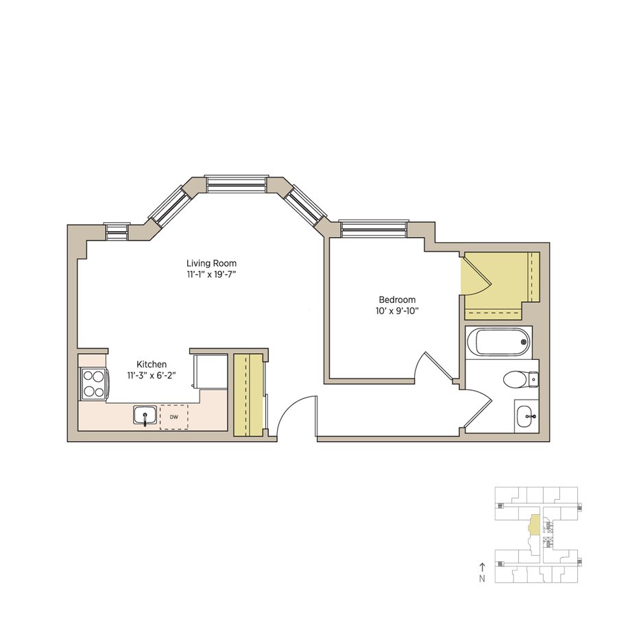1 Bedroom 1 Bathroom Apartment for rent at The Del Prado in Chicago, IL