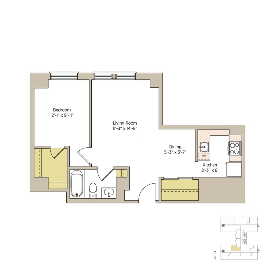 1 Bedroom 1 Bathroom Apartment for rent at The Del Prado in Chicago, IL