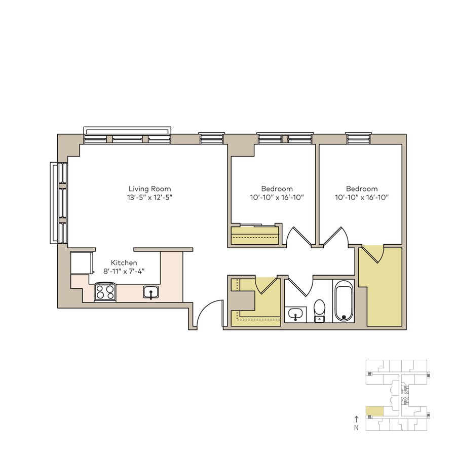 2 Bedrooms 1 Bathroom Apartment for rent at The Del Prado in Chicago, IL