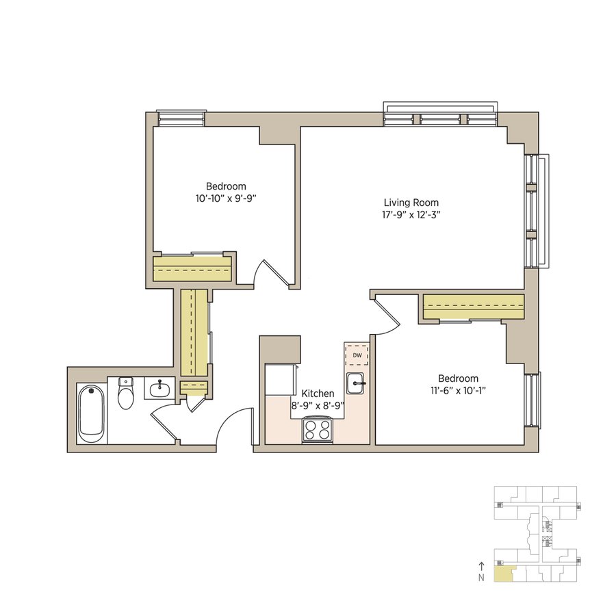 2 Bedrooms 1 Bathroom Apartment for rent at The Del Prado in Chicago, IL