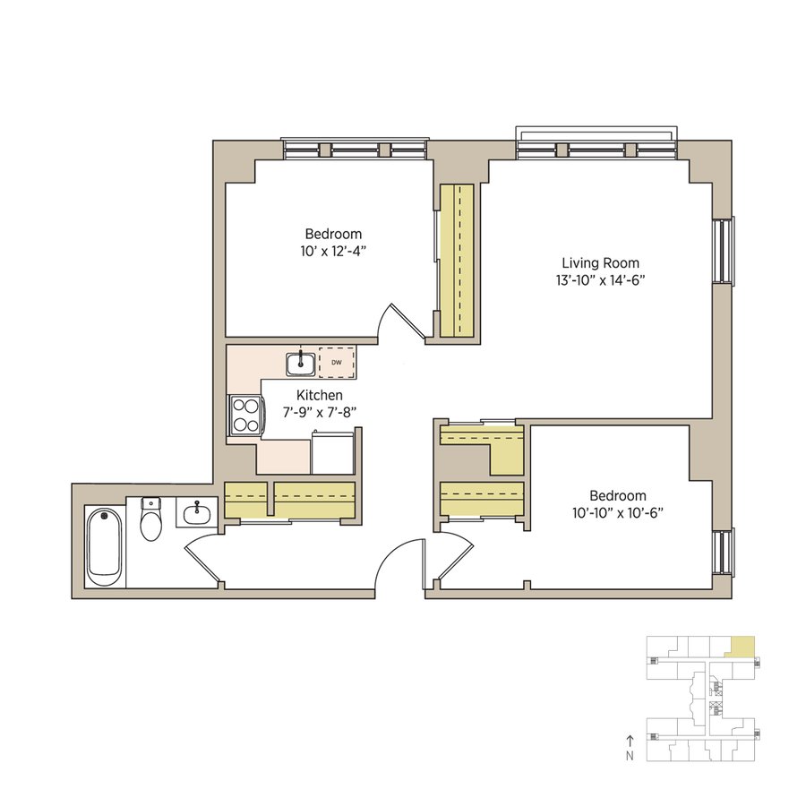 2 Bedrooms 1 Bathroom Apartment for rent at The Del Prado in Chicago, IL