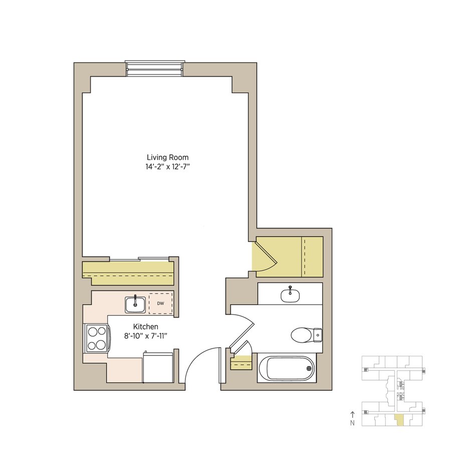 Studio 1 Bathroom Apartment for rent at The Del Prado in Chicago, IL
