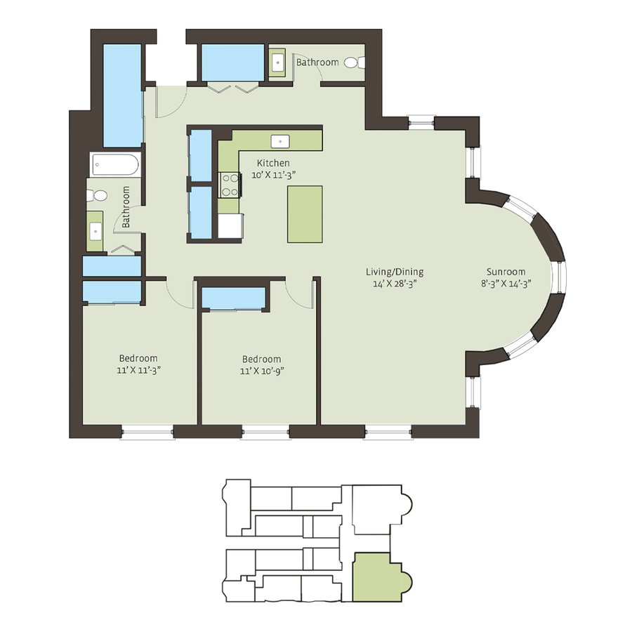 2 Bedrooms 1 Bathroom Apartment for rent at Paramour in Chicago, IL