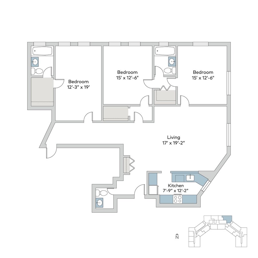 3 Bedrooms 2 Bathrooms Apartment for rent at Windermere House in Chicago, IL